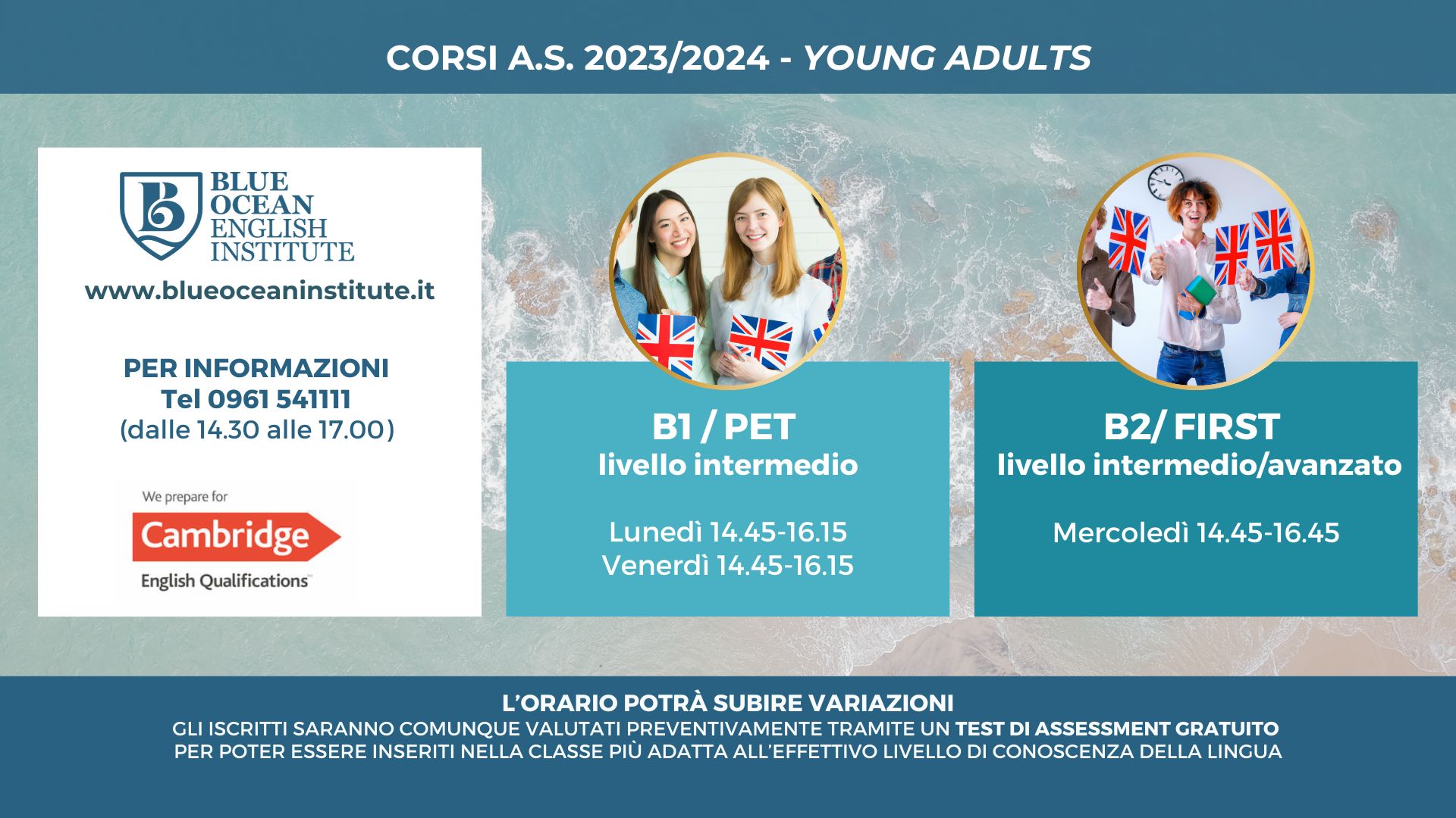 Corsi Young Adults Blue Ocean English Institute Catanzaro